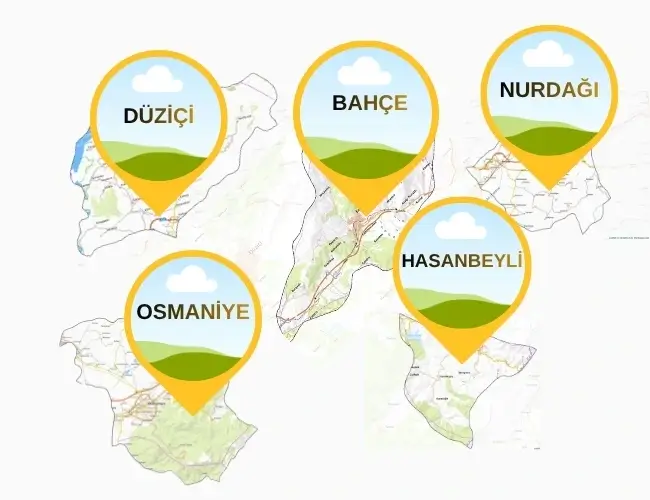 Osmaniye ve Gaziantep illeri arasındaki hizmet bölgelerimiz